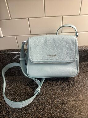 kate spade pale blue pebbled leather crossbody bag